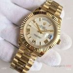 Copy Rolex Day-Date 40mm Gold White Roman Dial Watch 